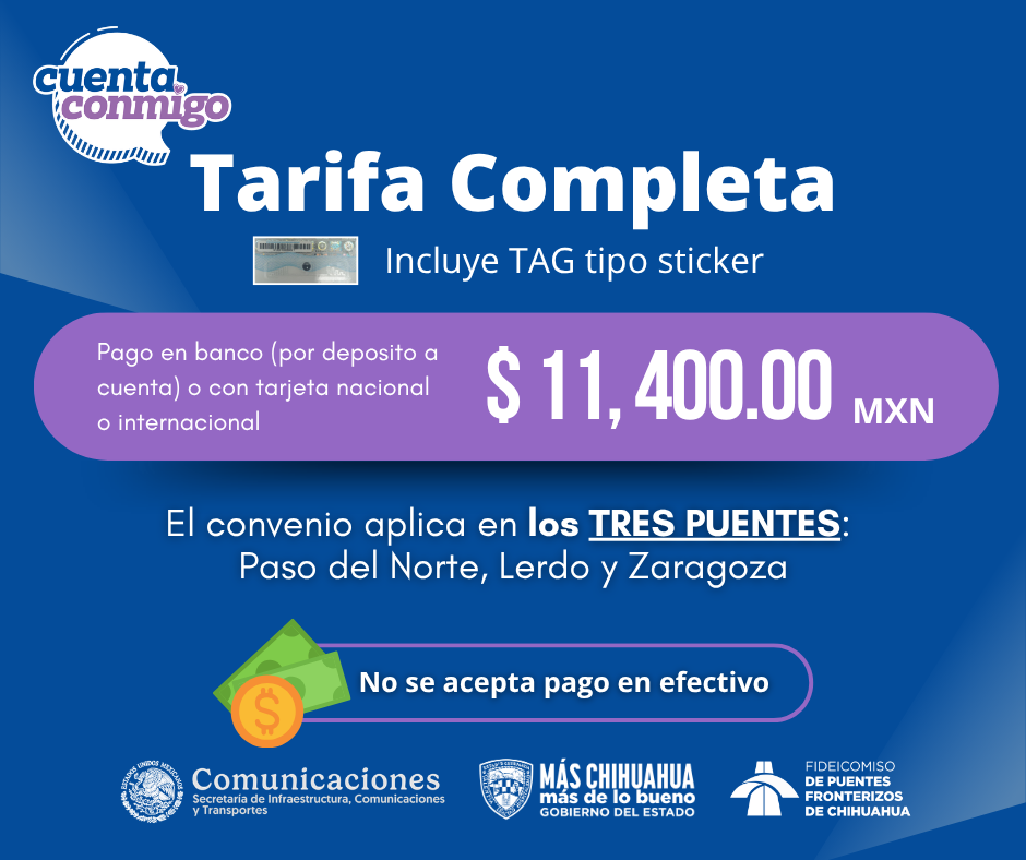 Tarifas por saldo para cruces, incluyendo comisiones por tipo de tarjeta