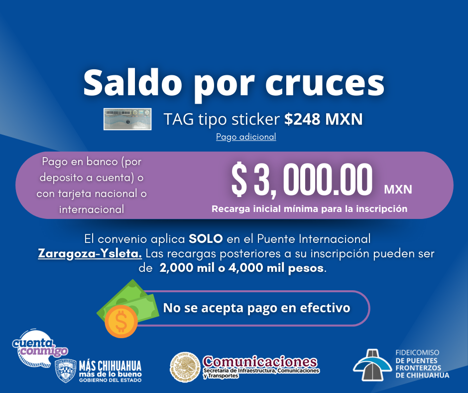 Tarifas por saldo para cruces, incluyendo comisiones por tipo de tarjeta