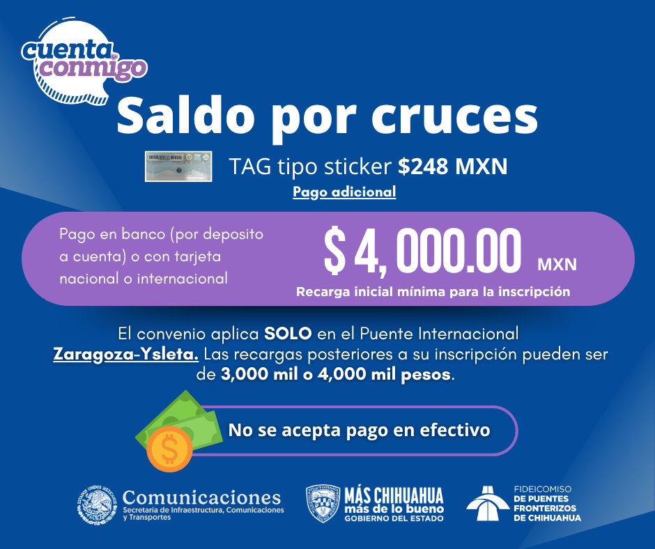 Tarifas por saldo para cruces, incluyendo comisiones por tipo de tarjeta