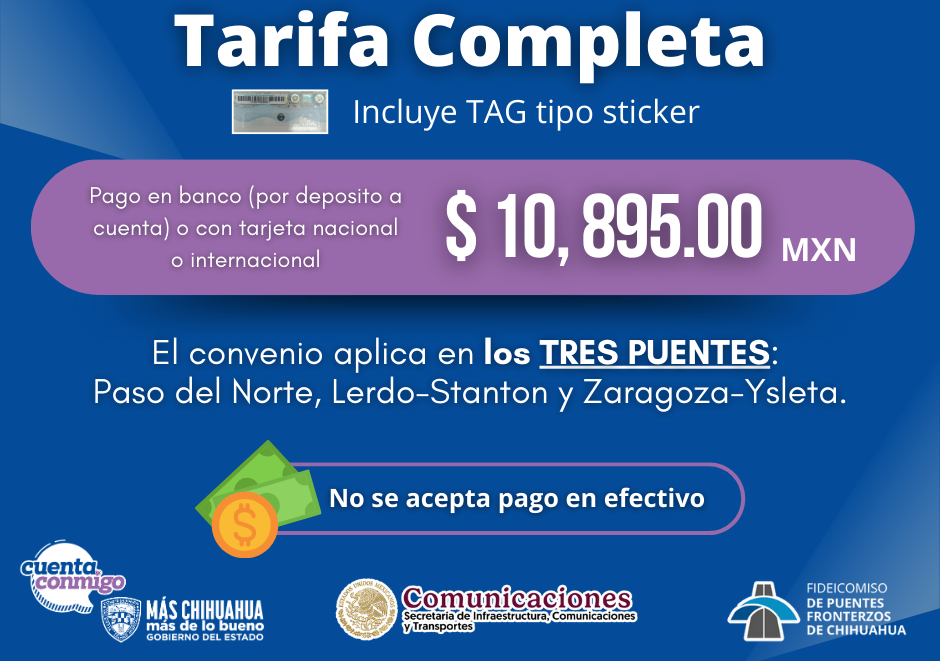 Tarifas por saldo para cruces, incluyendo comisiones por tipo de tarjeta